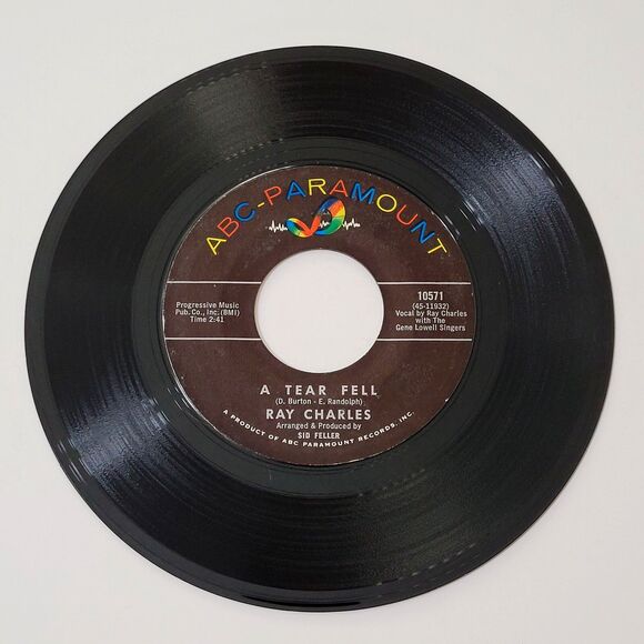 Ray Charles A Tear Fell / No One To Cry To 45 RPM Vinyl VG Soul '64 - Picture 2 of 4